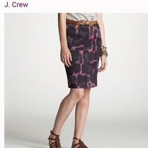 J. Crew Pink & purple Linen Blend Abstract Pencil Skirt Size 6